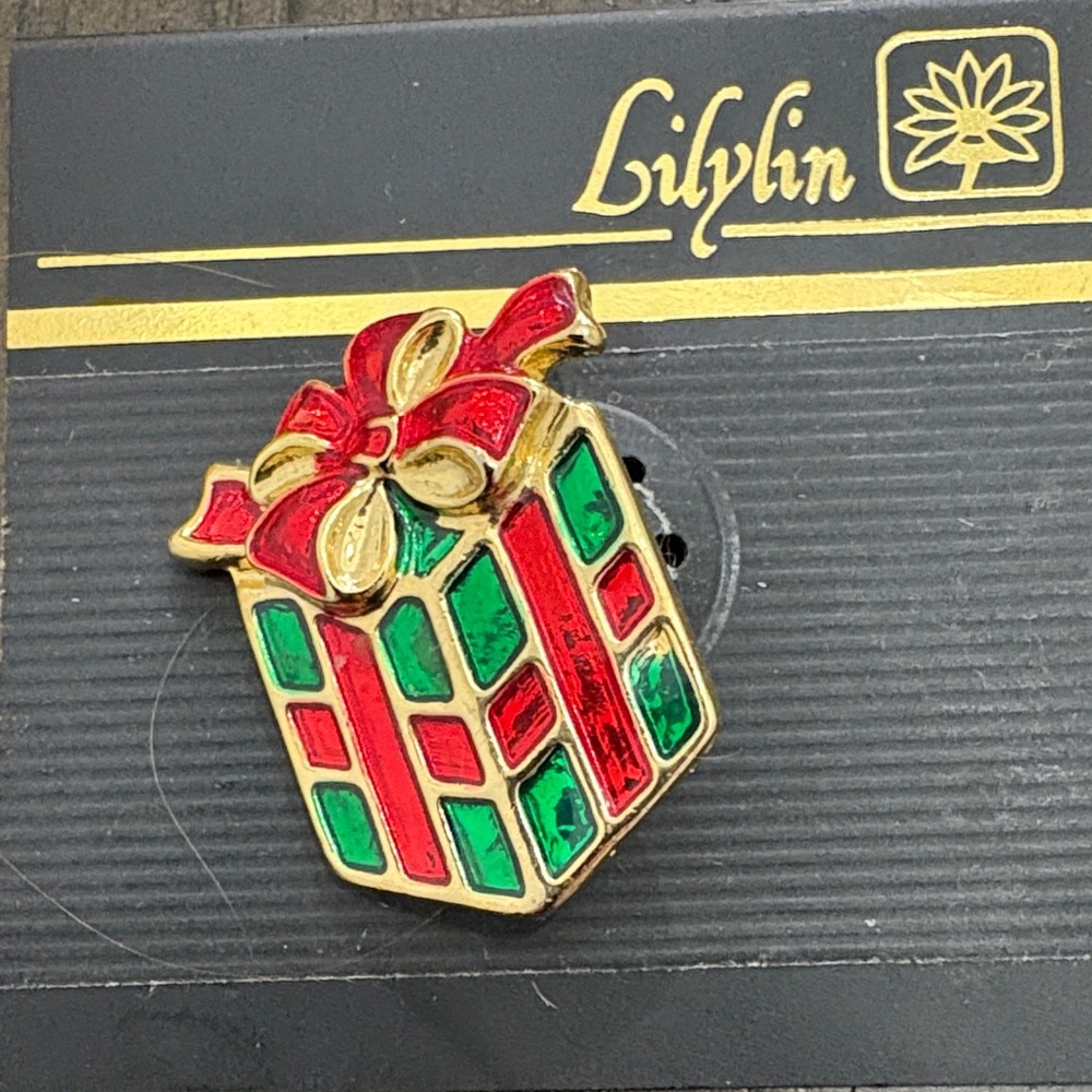 Lily Brooch with Red and Green Accents